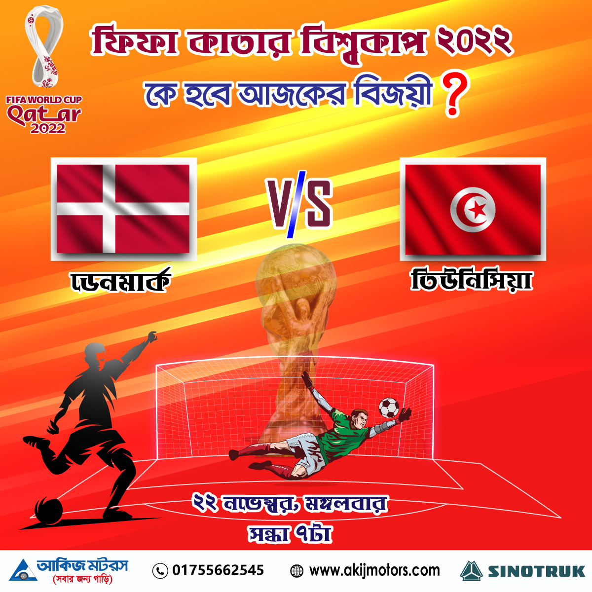 ফিফা কাতার বিশ্বকাপ ২০২২ এ ডেনমার্ক এবং তিউনিসিয়া এর খেলা