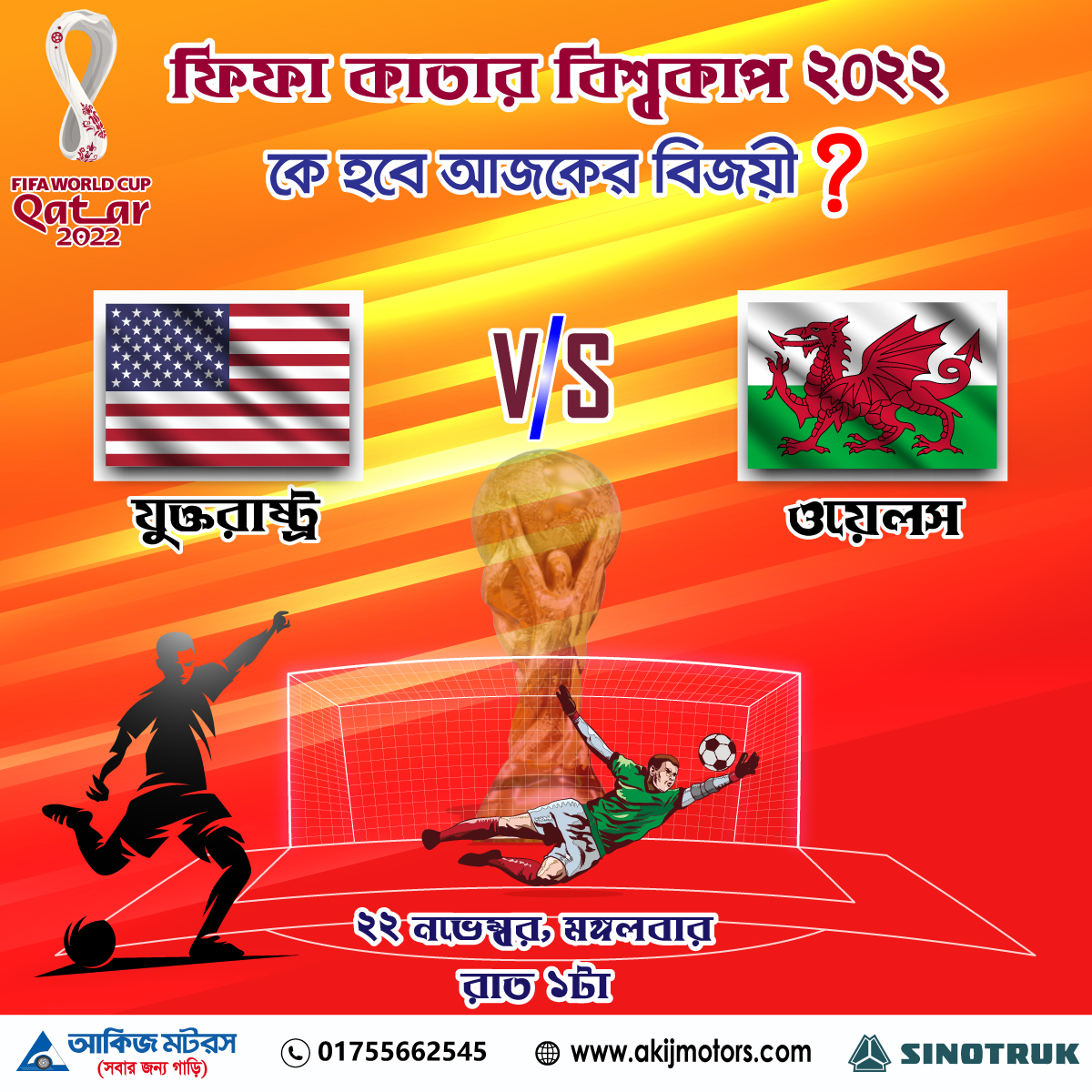 ফিফা কাতার বিশ্বকাপ ২০২২ এ যুক্তরাষ্ট্র এবং ওয়েলস এর খেলা