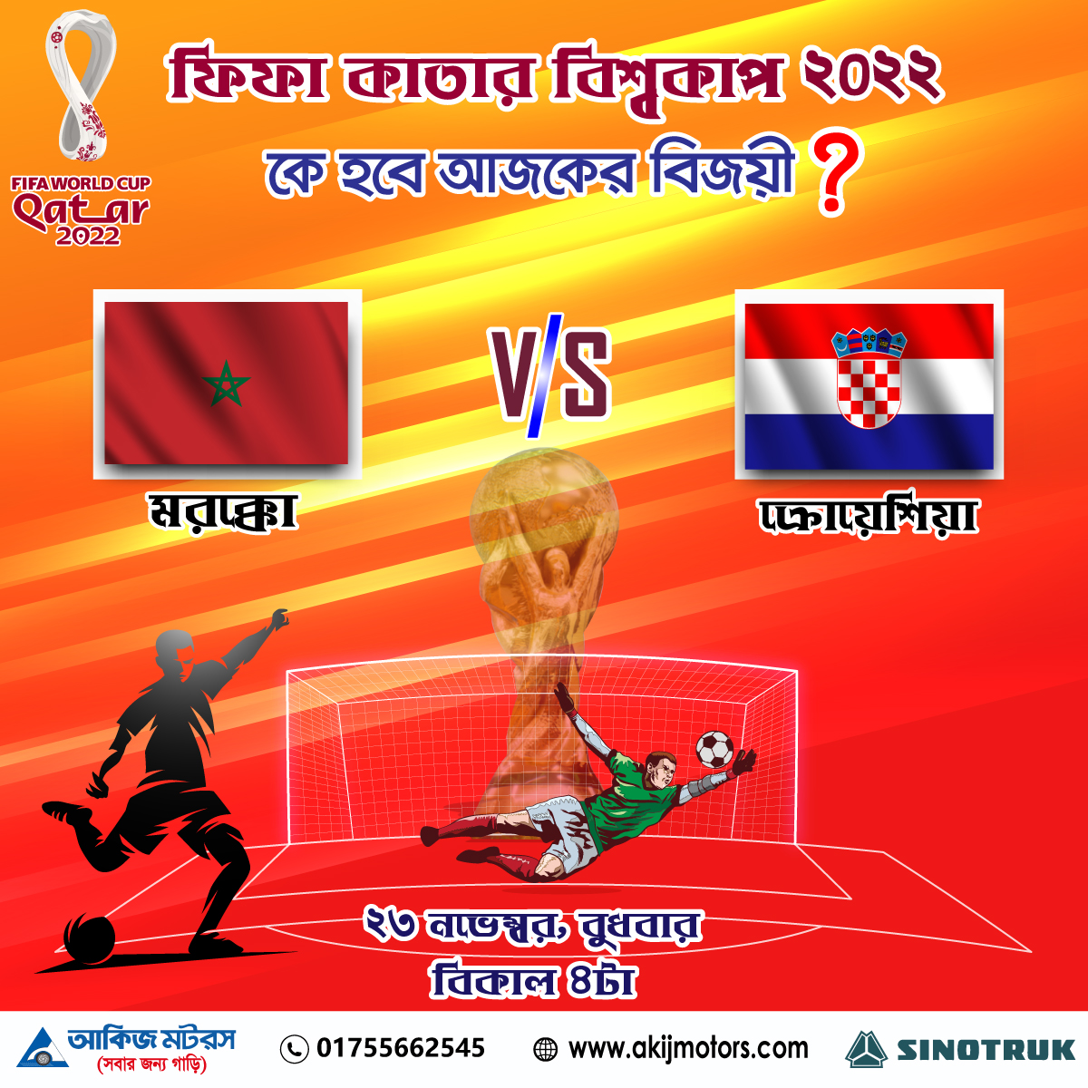 ফিফা কাতার বিশ্বকাপ ২০২২ এ মরক্কো এবং ক্রোয়েশিয়া এর খেলা