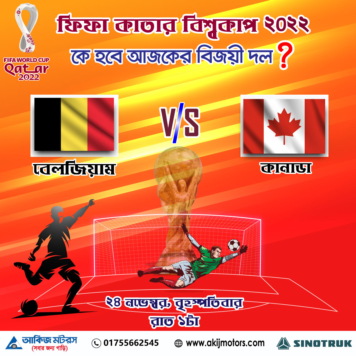 ফিফা কাতার বিশ্বকাপ ২০২২ এ বেলজিয়াম এবং কানাডা এর খেলা